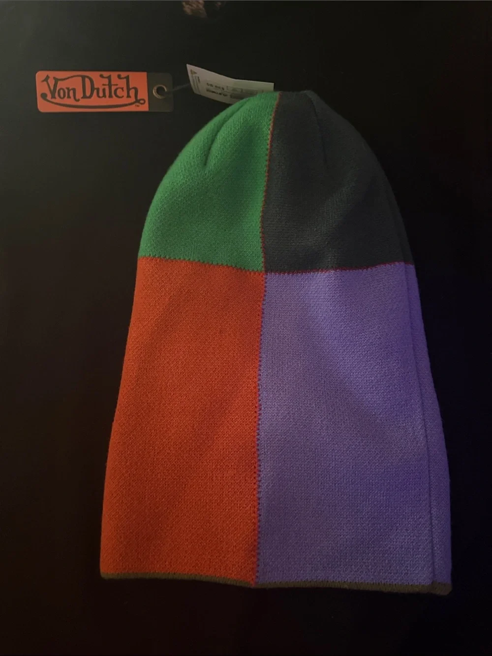 Von Dutch Green, Orange & Lavender Patchwork Balaclava
